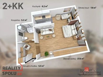 Prodej bytu 1+1 52 m²