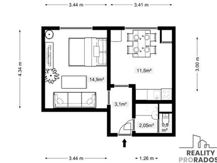 Prodej bytu 1+1 33 m²