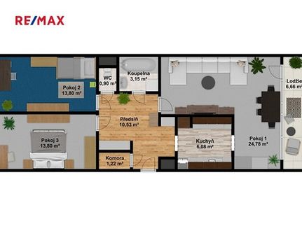 Prodaný  byt 3+1 74 m²