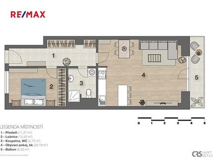 Prodaný  byt 2+kk 62 m²