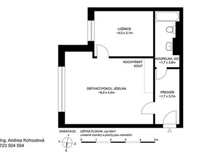Prodaný  byt 2+kk 52 m²