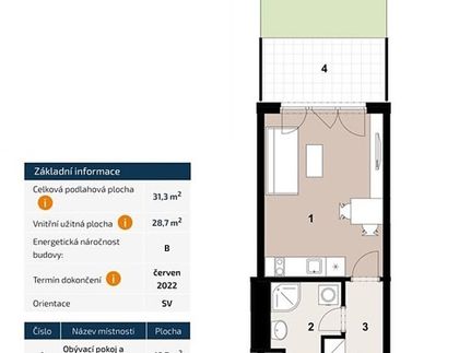 Prodaný  byt 1+kk 31 m²