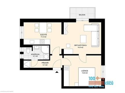 Prodaný  byt 2+kk 51 m²